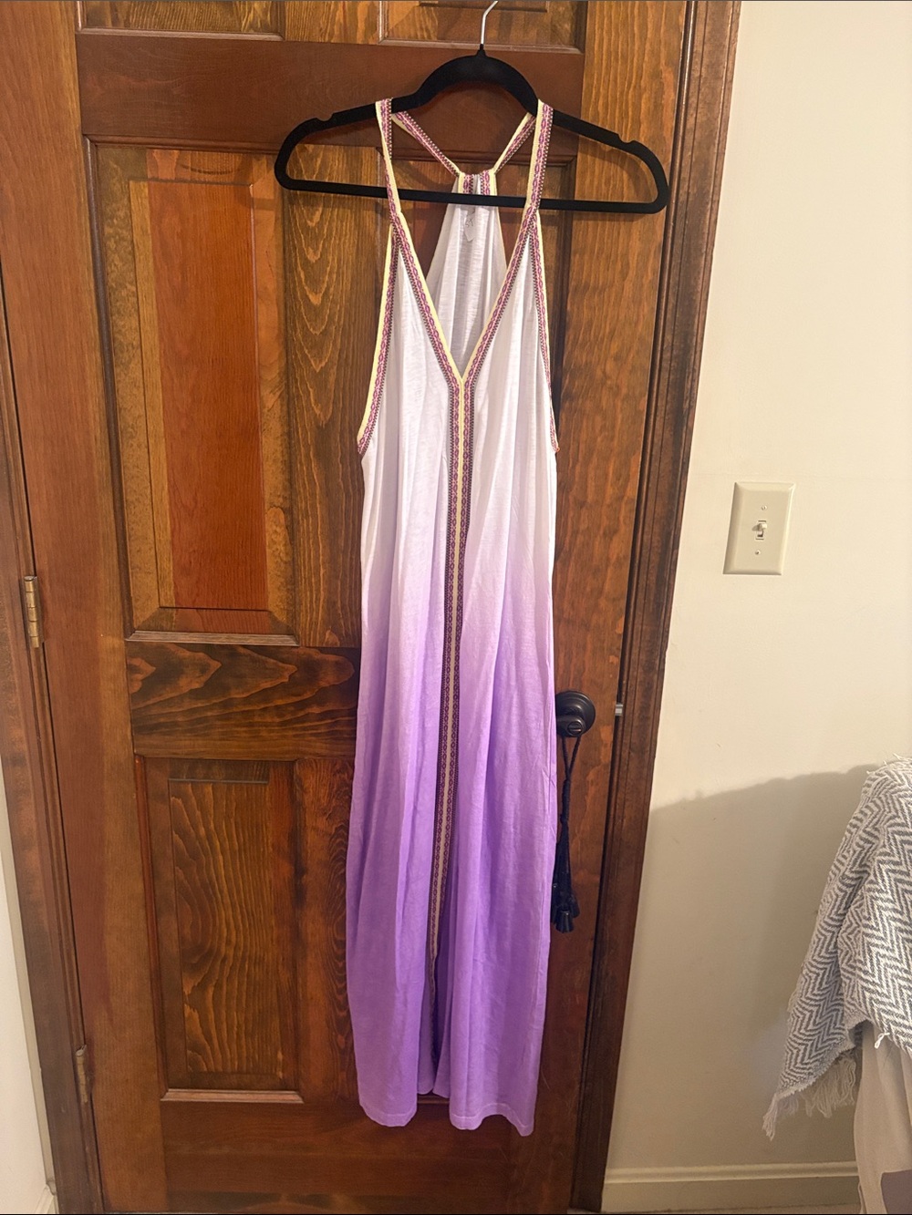 Pitusa Inca Purple Ombre Maxi Dress with embroidered Trim